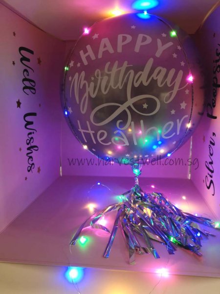 Customize Surprise Box with Happy Birthday ORBZ Balloon